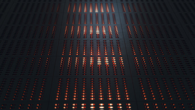 Vibrant technological abstract pattern with glowing elements in 3D