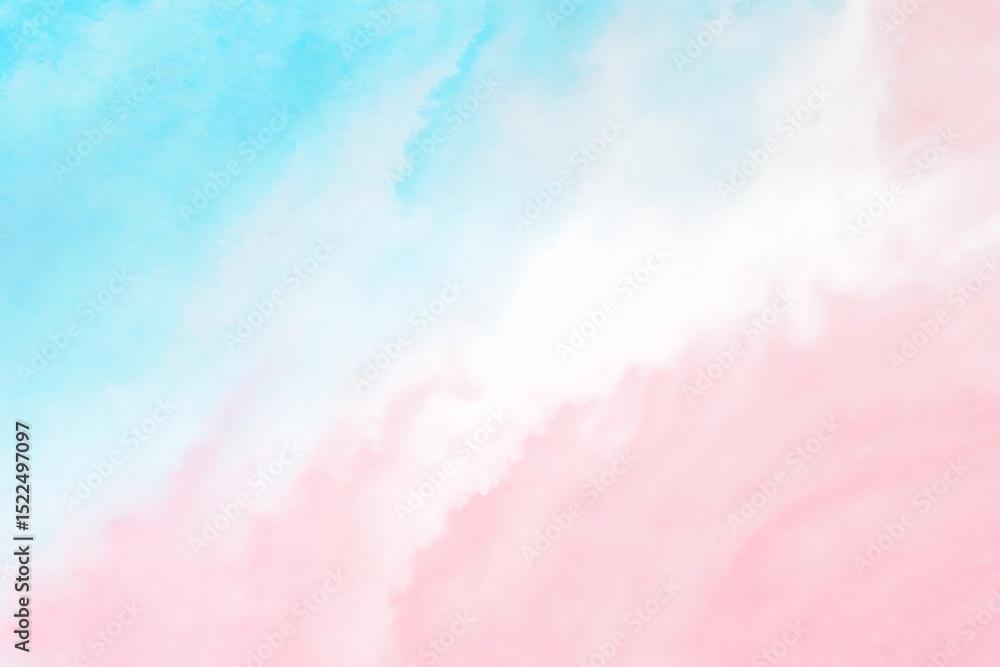 Poster delicate watercolor blend of pastel pink and light blue creating a soft and dreamy gradient texture 