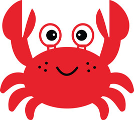 Cute crab cartoon icon. Cute and beautiful crab sign. Red crab symbol. flat style.