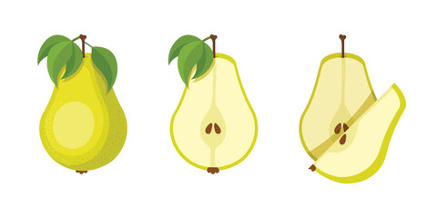 Pear icon set collection in flat style. Fresh fruit vector illustration on isolated background. Fresh pear sign business concept.