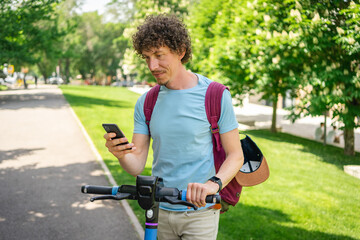 Man using e-scooter for convenient city transport