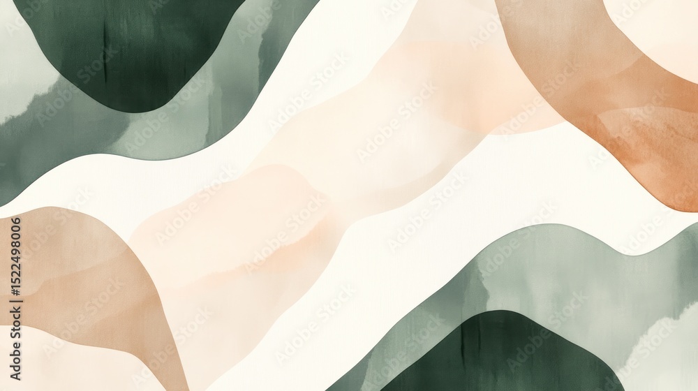 Poster abstract design with overlapping, fluid shapes in muted tones.