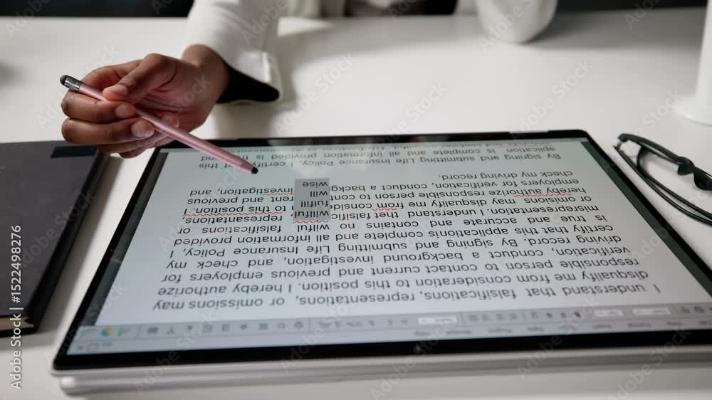 Aufkleber Editing And Proofreading Script On Computer