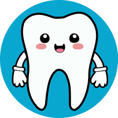 Dental care logo vector illustration with tooth, teeth and toothpaste