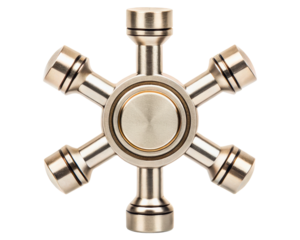 Elegant fidget spinner made from high-quality metal on a transparent background