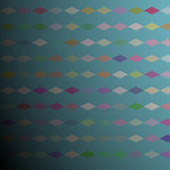 A mesmerizing array of colorful diamond shapes arranged in elegant, repeating rows on a subtly shaded teal background, creating a visually captivating pattern.