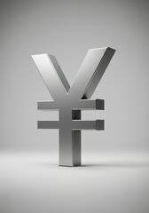 Obraz premium 3D Rendered Silver Yen or Yuan Symbol on a Clean Gradient Background - Financial Concept and Currency Representation.