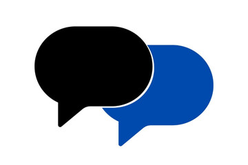 Two overlapping speech bubbles in black and blue