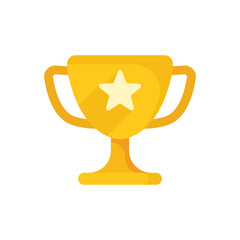 Trophy cup icon in flat style. Award prize vector illustration on isolated background. Champion sports event sign business concept.