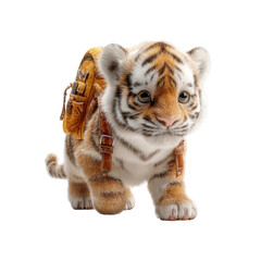 Fototapeta premium Adorable Tiger Cub with Backpack Ready for Adventure