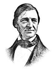 Portrait of American philosopher Ralph Waldo Emerson in vintage stipple engraving style isolated on transparent background