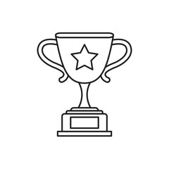 Trophy cup icon in flat style. Award prize vector illustration on isolated background. Champion sports event sign business concept.