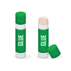 Glue stick and bottle icon in flat style. School stationery vector illustration on isolated background. Office supply sign business concept.