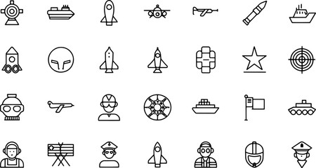  icons representing various aspects of armed force.eps