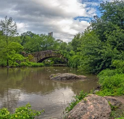 Gapstow Bridge in Central Park in late spring