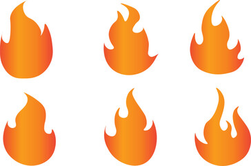 Various Stylized Orange and Yellow Flame Icons