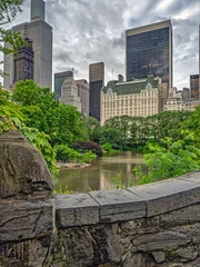 Gapstow Bridge in Central Park in late spring