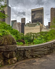 Gapstow Bridge in Central Park in late spring
