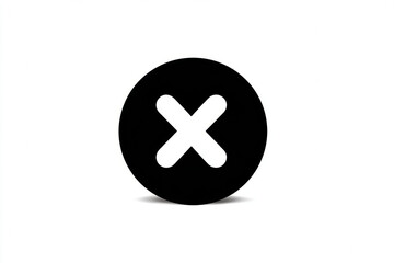Obraz premium Black circle with white multiplication symbol simple icon isolated on white background modern flat design classic error or close sign minimal style no text neutral emotion