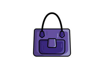 Stylish Leather Bag Vector Icon Illustration. Luxury Icon Concept Isolated Premium Vector. Flat Cartoon Style 