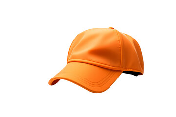 A vibrant orange baseball cap, clean and simple design, perfect for sunny days. background removed