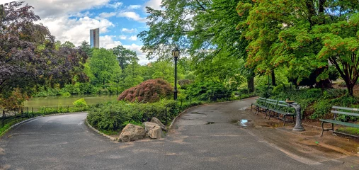 Gapstow Bridge in Central Park in late spring
