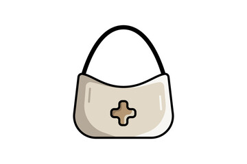 Stylish Leather Bag Vector Icon Illustration. Luxury Icon Concept Isolated Premium Vector. Flat Cartoon Style 