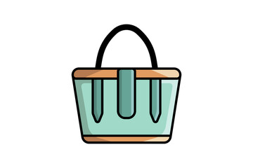 Stylish Leather Bag Vector Icon Illustration. Luxury Icon Concept Isolated Premium Vector. Flat Cartoon Style 