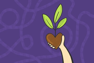 Eco-friendly heart-shaped plant illustration
