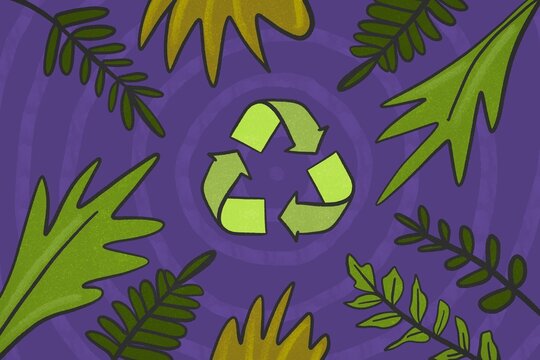Eco-conscious illustration with recycling symbol