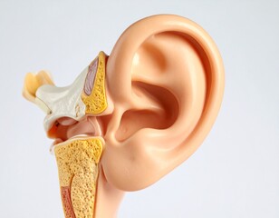realistic model of the human middle ear showing mesotympanitis-induced