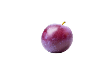 Obraz premium A single, ripe plum with water droplets, isolated on a transparent background. background removed