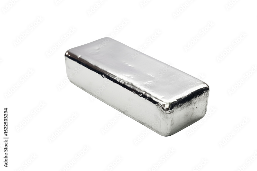 Poster a shiny silver bar, rectangular in shape, isolated against a transparent background. background remo
