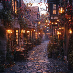 Fototapeta premium Cobbled street in Old Town Rothberg.