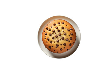 A delicious chocolate chip cake on a plate, perfect for a sweet treat. background removed