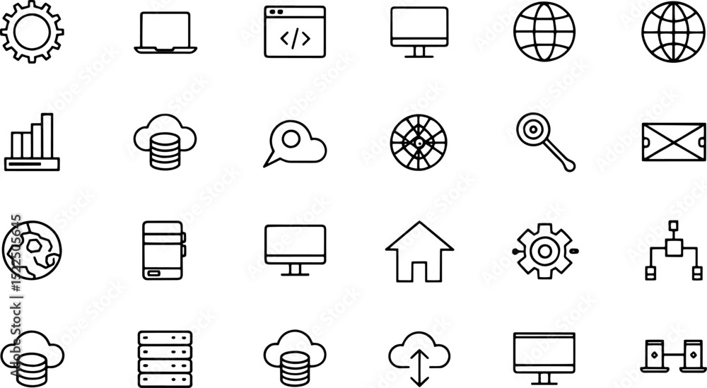 Poster information technology set of web icons in line st.eps