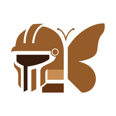 Abstract Construction Helmet Merged with Butterfly Wings in Earthy Tones