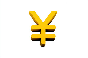 Yellow yen sign icon isolated on white background, minimal flat style, symbolizing Japanese currency and finance, modern and clean design