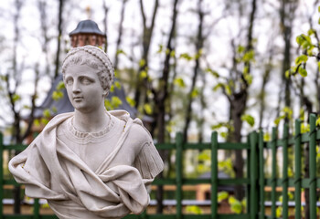 Sculptures of women in the St. Petersburg Summer Garden in Russia.