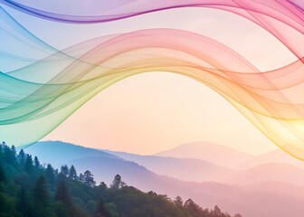 Colorful flowing lines and soft gradients in harmonious swirl, perfect for wellness branding and mindfulness campaigns, vibrant abstract background ideal for creative digital advertising.