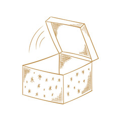 png online present with gift box outline drawing handdrawn celebration graphic wrapped cartoon party bonus single line surprise decorate

