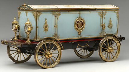 18h A luxurious Richard Trevithick's 1804 locomotive crafted entirely from ivory, with a stunning white and gold color scheme