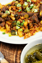Tatar azu from beef with pickles.