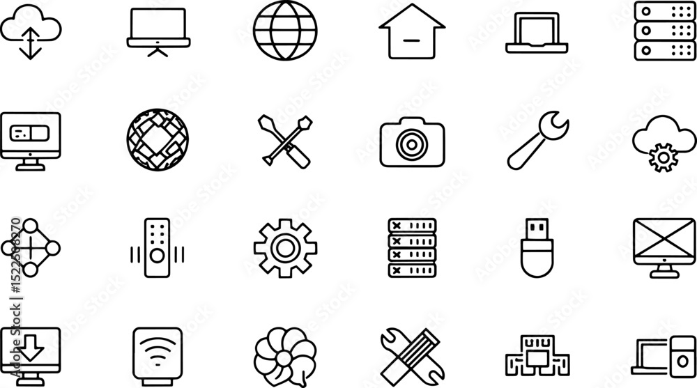Poster internet computer icon set containing online com (1).eps