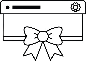 Browser Tab with Bow Promo Tab Icon vector Line art illustration