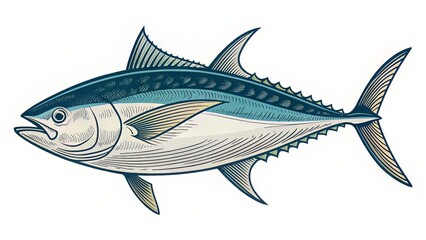 Obraz premium Stylized Motion Tuna in Black Ink for Print and Apparel Use