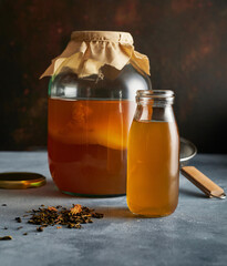 Homemade Brewed Kombucha Drink.
