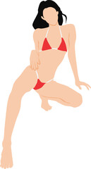 ポーズをとる水着を着た女性のイラスト