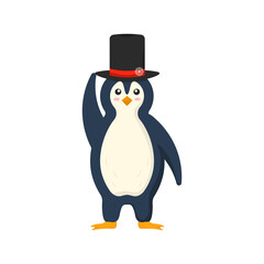 png funny cartoon penguin on glacier with snowfall cute smiling character winter ecosystem mountain friendly wildlife graphic holiday art

