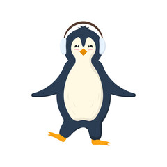 png funny cartoon penguin on glacier with snowfall cute smiling character winter ecosystem mountain friendly wildlife graphic holiday art

